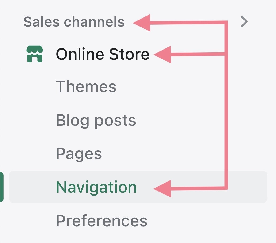 Shopify Store navigation
