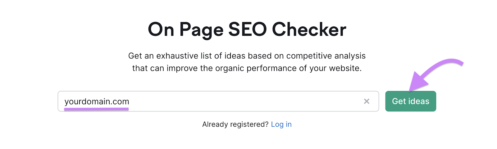 On Page SEO Checker search bar