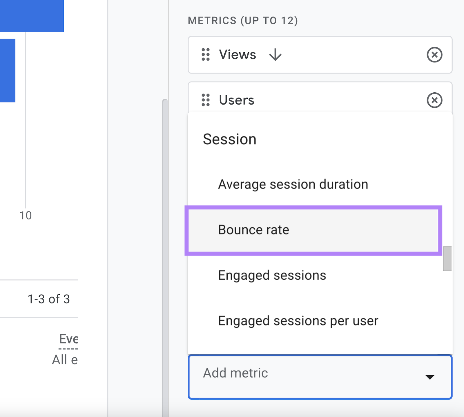 Add bounce rate metrics step