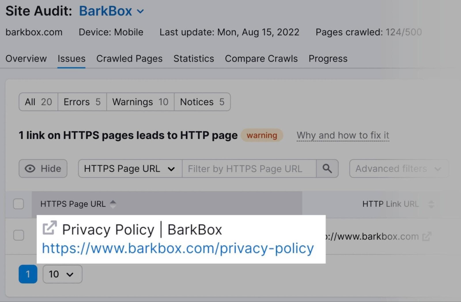 HTTPS page url is highlighted.