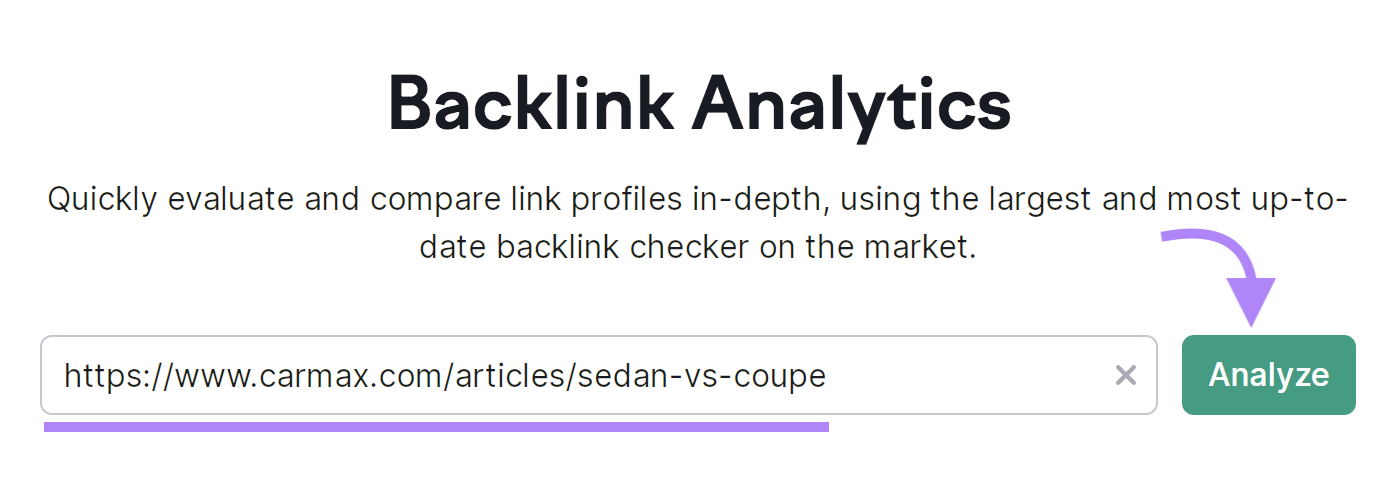 Backlink Analytics tool