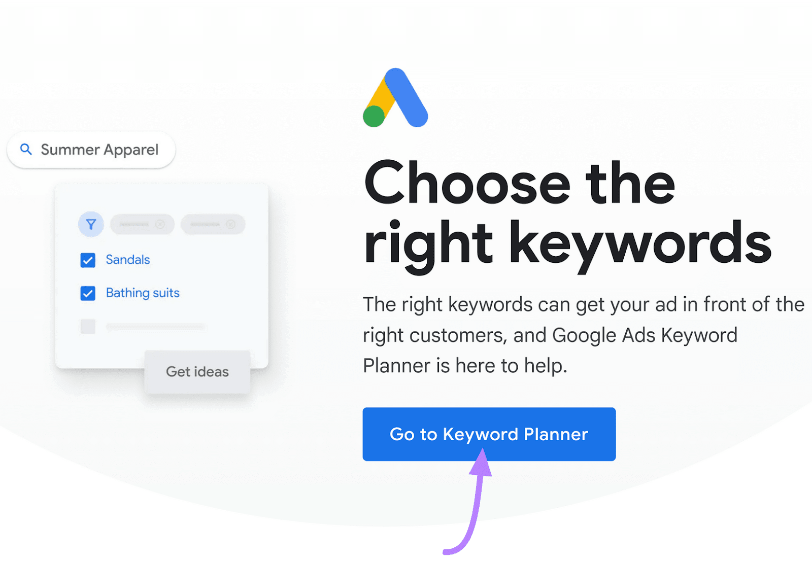 Google’s Keyword Planner landing page