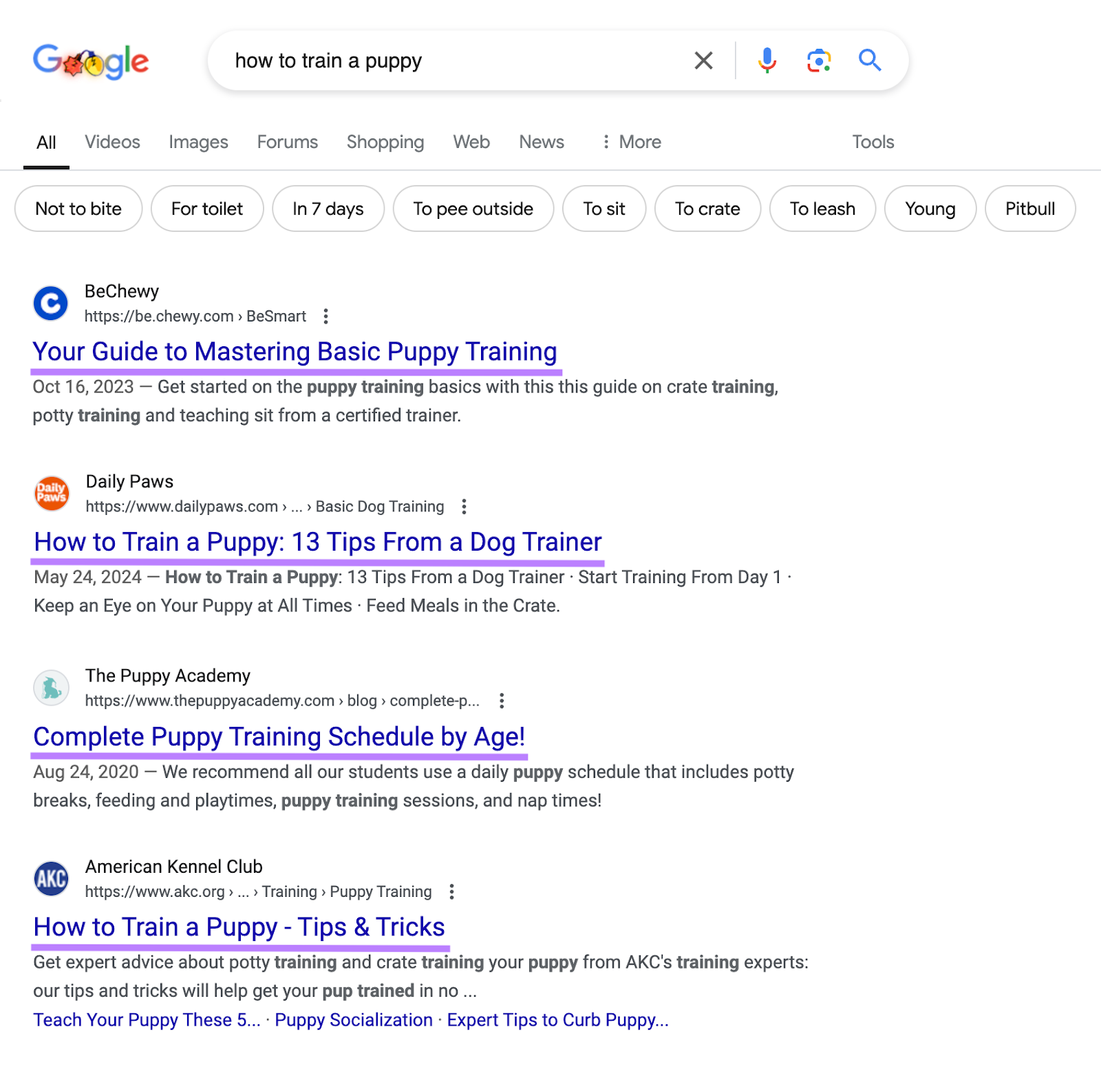 meta titles are highlighted in the google SERP for organic listings