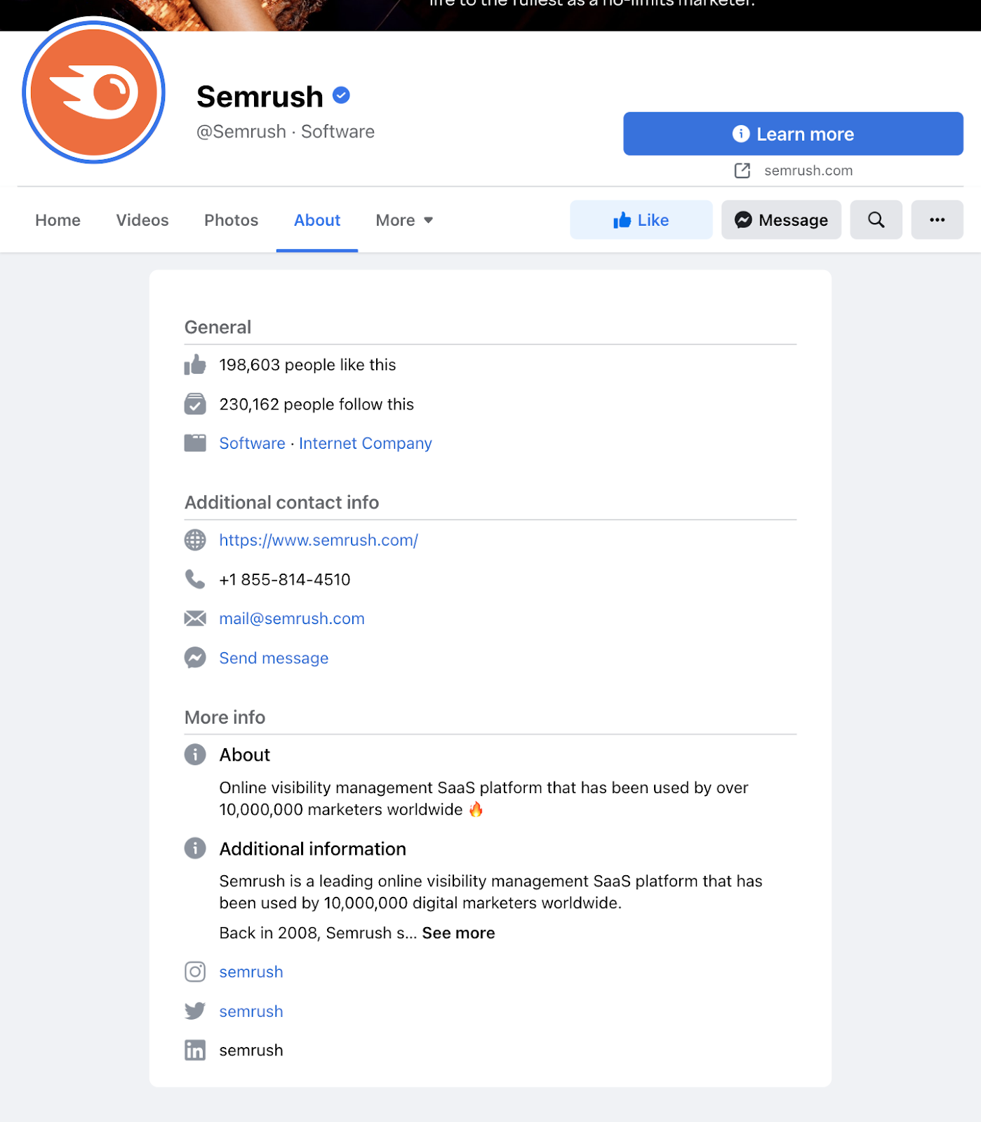 Semrush about information