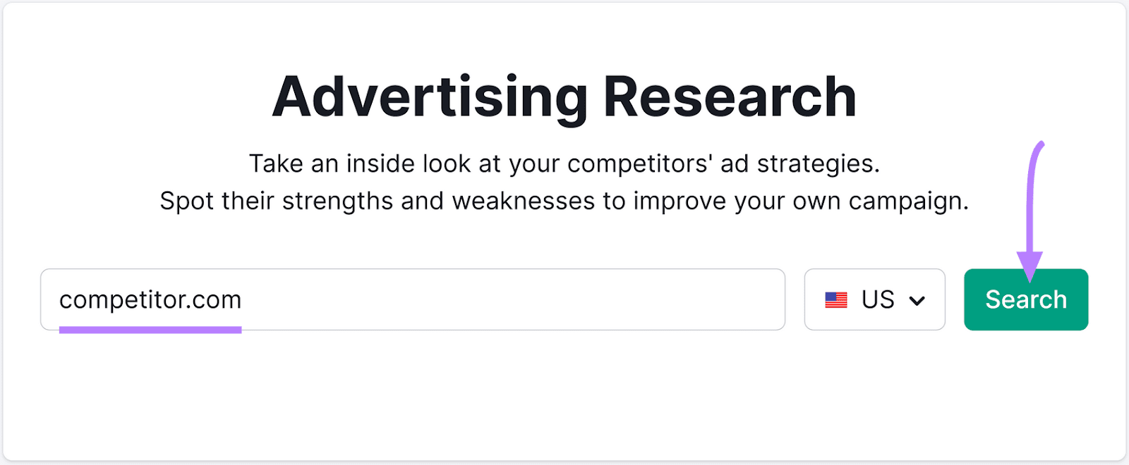 Advertising Research tool search bar