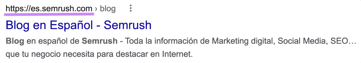 Semrush blog in Spanish on Google SERP