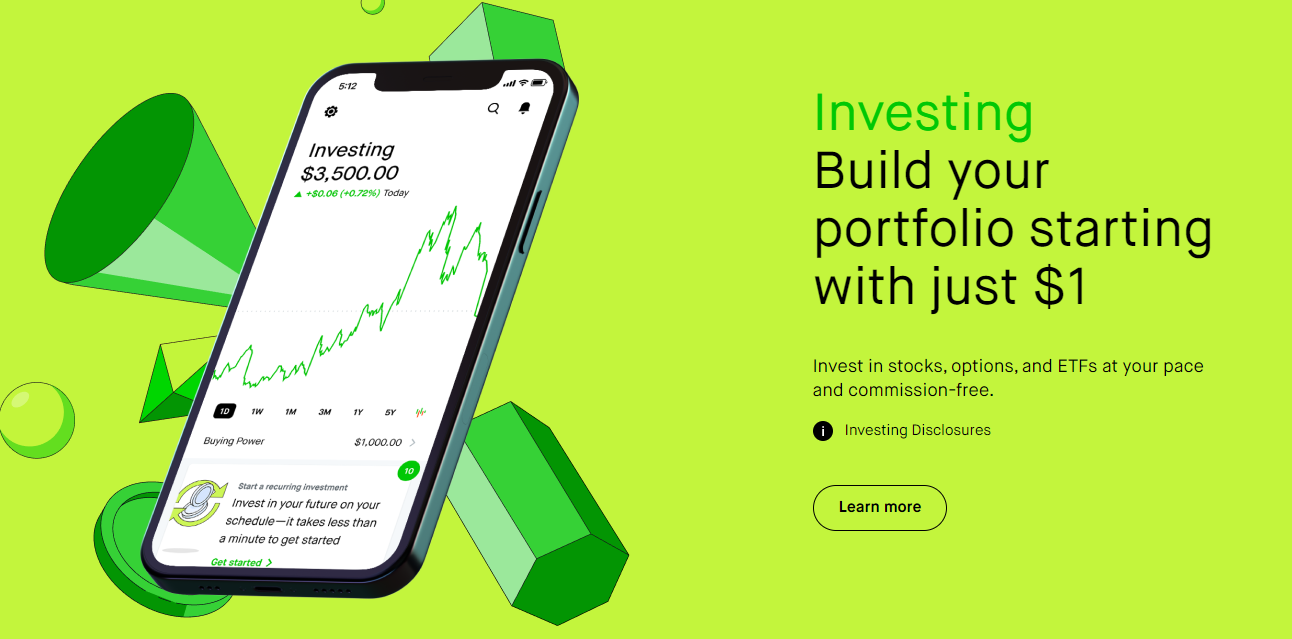 Robinhood’s landing page UVP