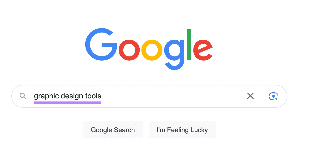 "graphic design tools” entered into the Google search