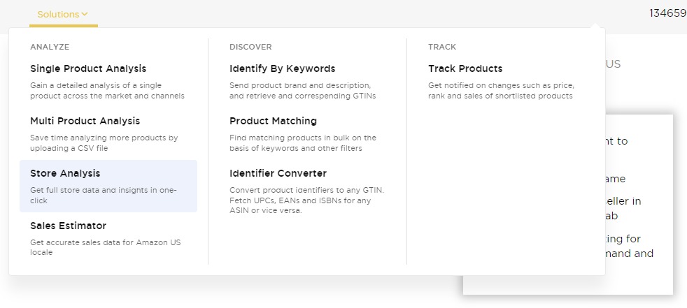 Where to find the ‘Store Analysis’ feature of Product Research Pulse.